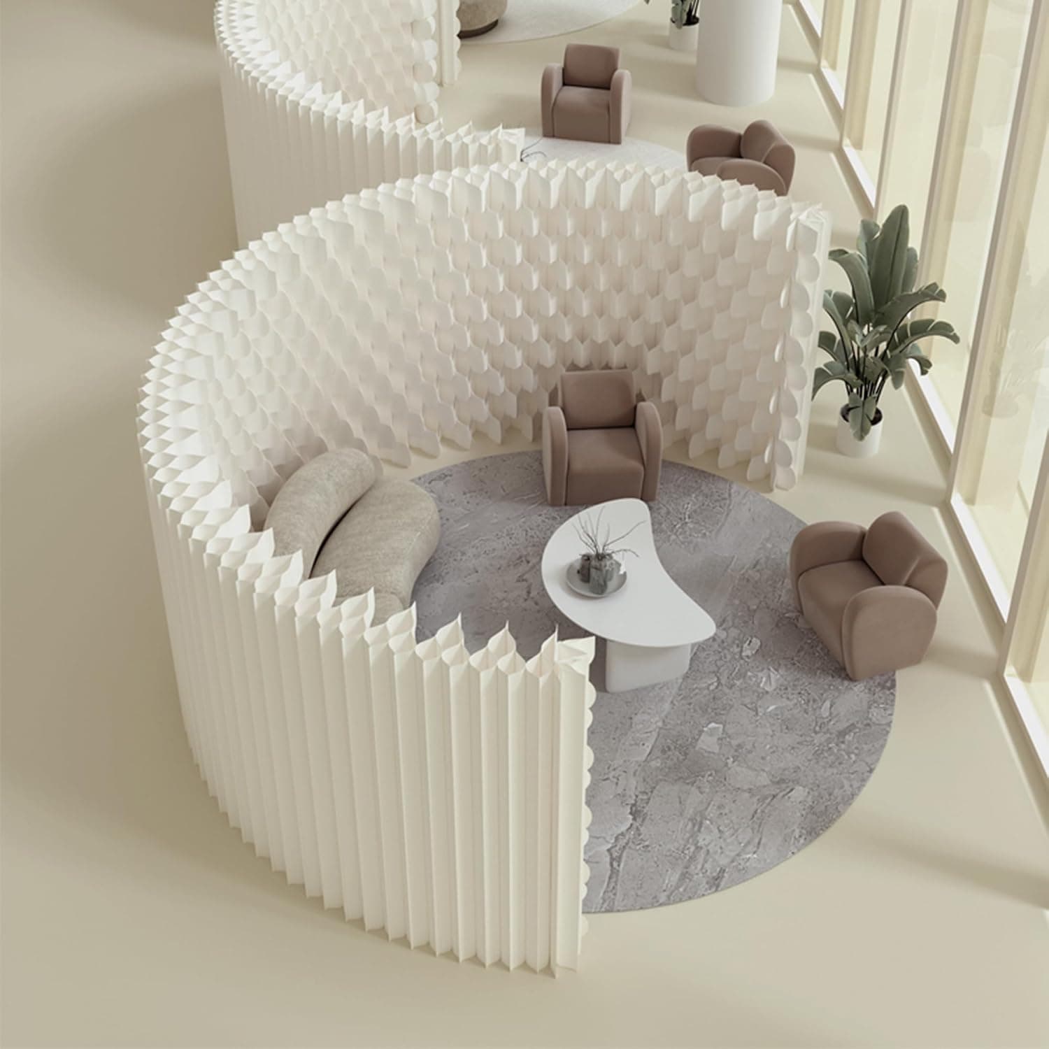 HELLOpoper Room Divider Privacy Screen Foldable partition Wall Kraft Paper,Living Rooms, Transformable for Offices and Beauty Salons