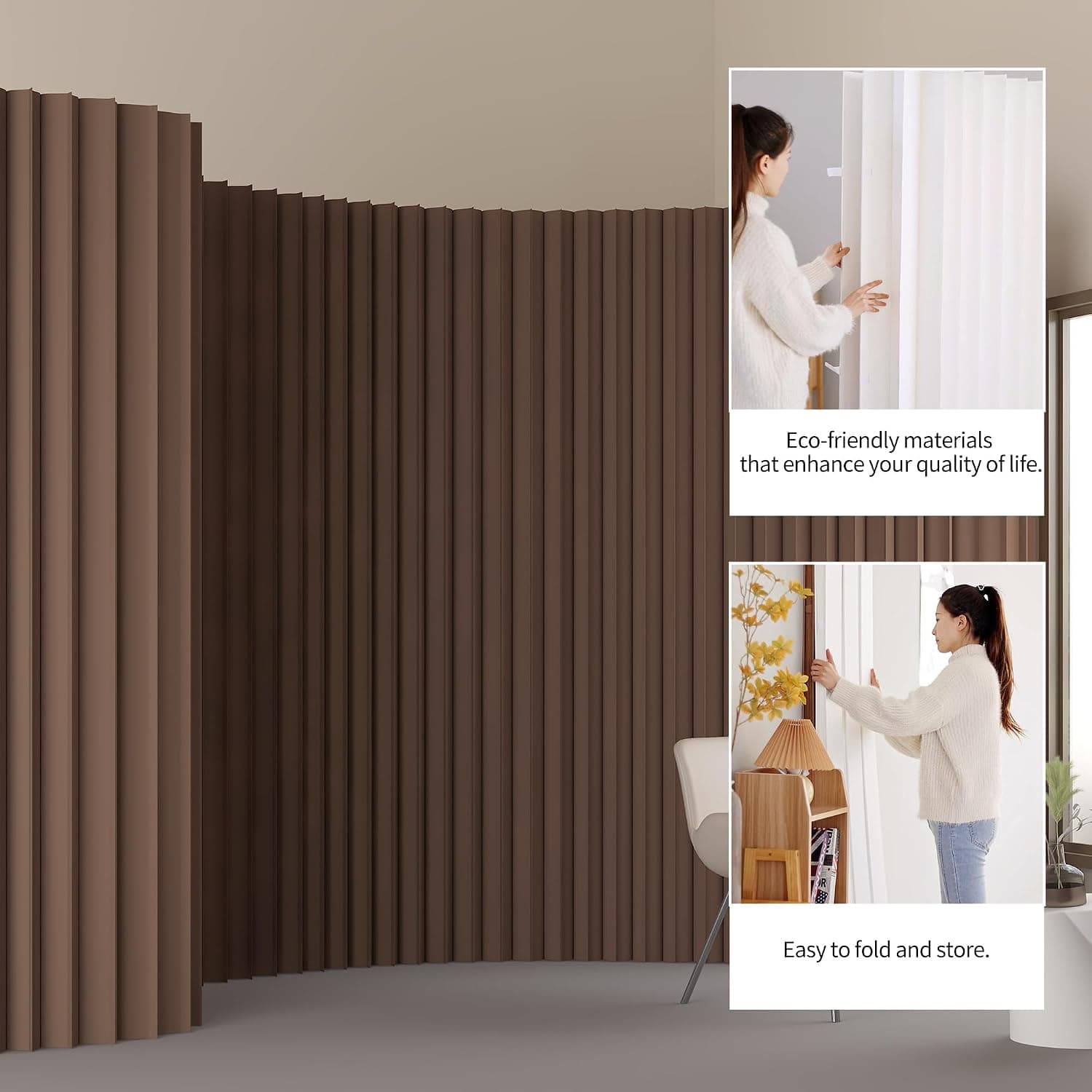 HELLOpoperRoom Divider Privacy Screen Foldable partition Wall Kraft Paper, Transformable for Offices, Living Rooms, and Beauty Salons