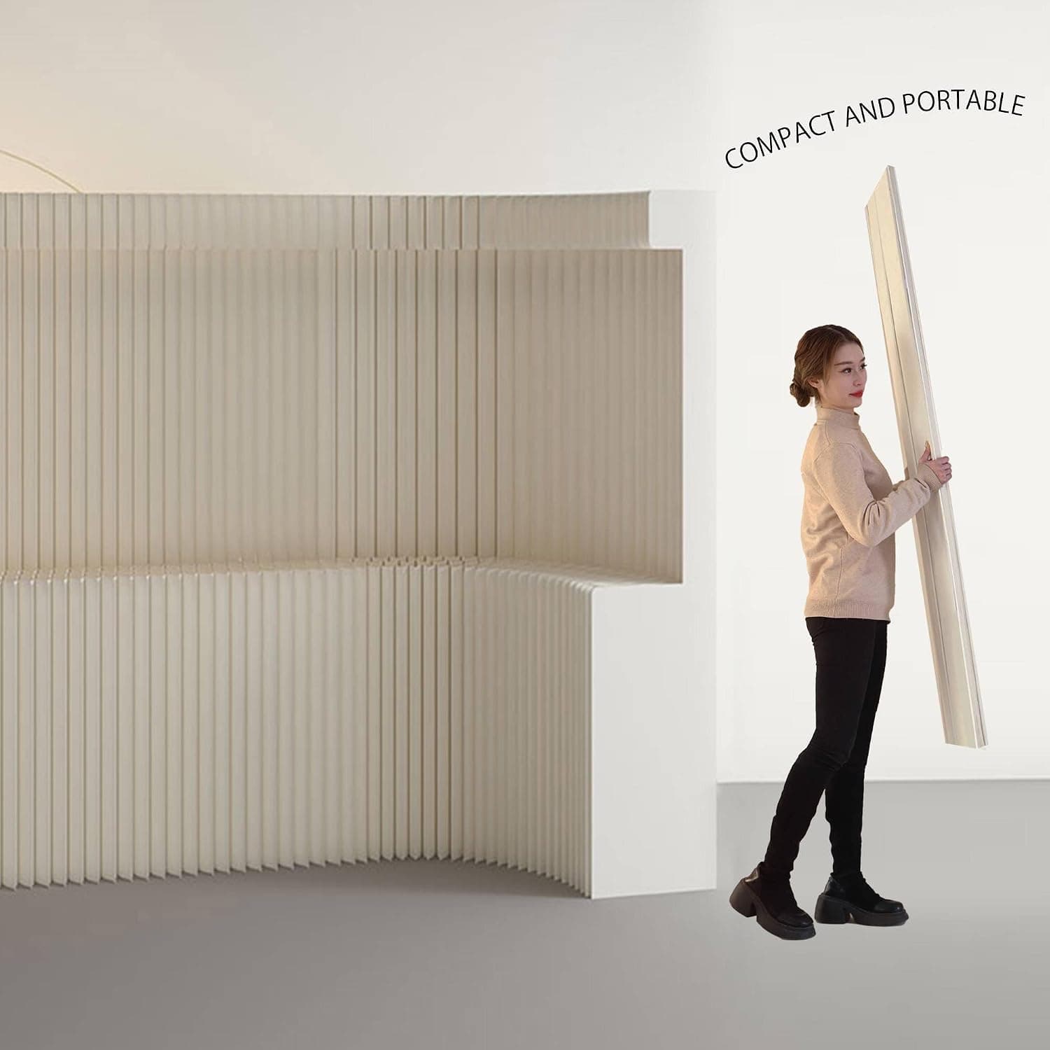 HELLOpoperFolding Room Partition Screen in Kraft Paper Material, Multi-Purpose for Offices, Living Rooms, and Beauty Salons,Partition Screen