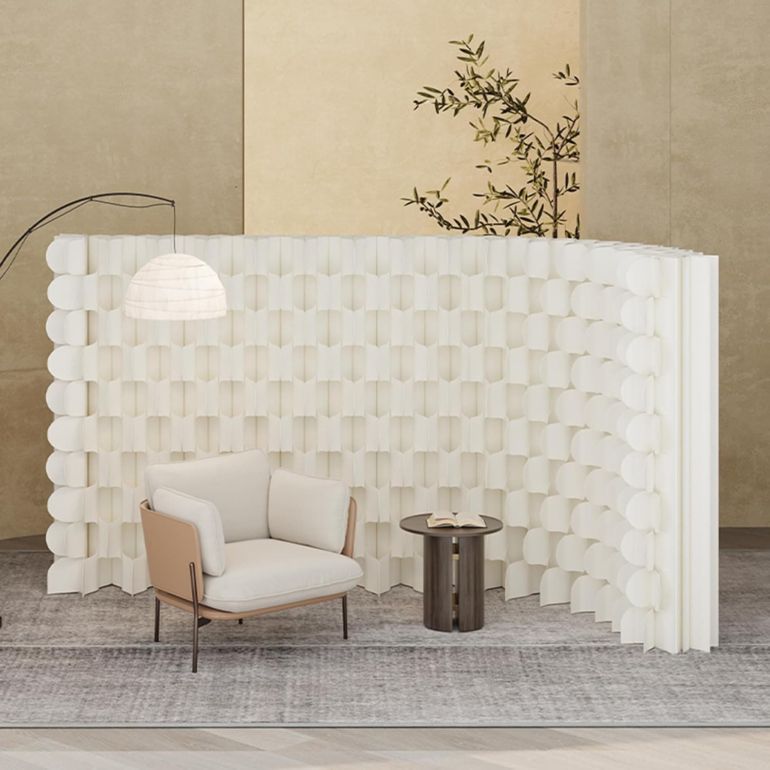 HELLOpoper Room Divider Privacy Screen Foldable partition Wall Kraft Paper,Living Rooms, Transformable for Offices and Beauty Salons 9