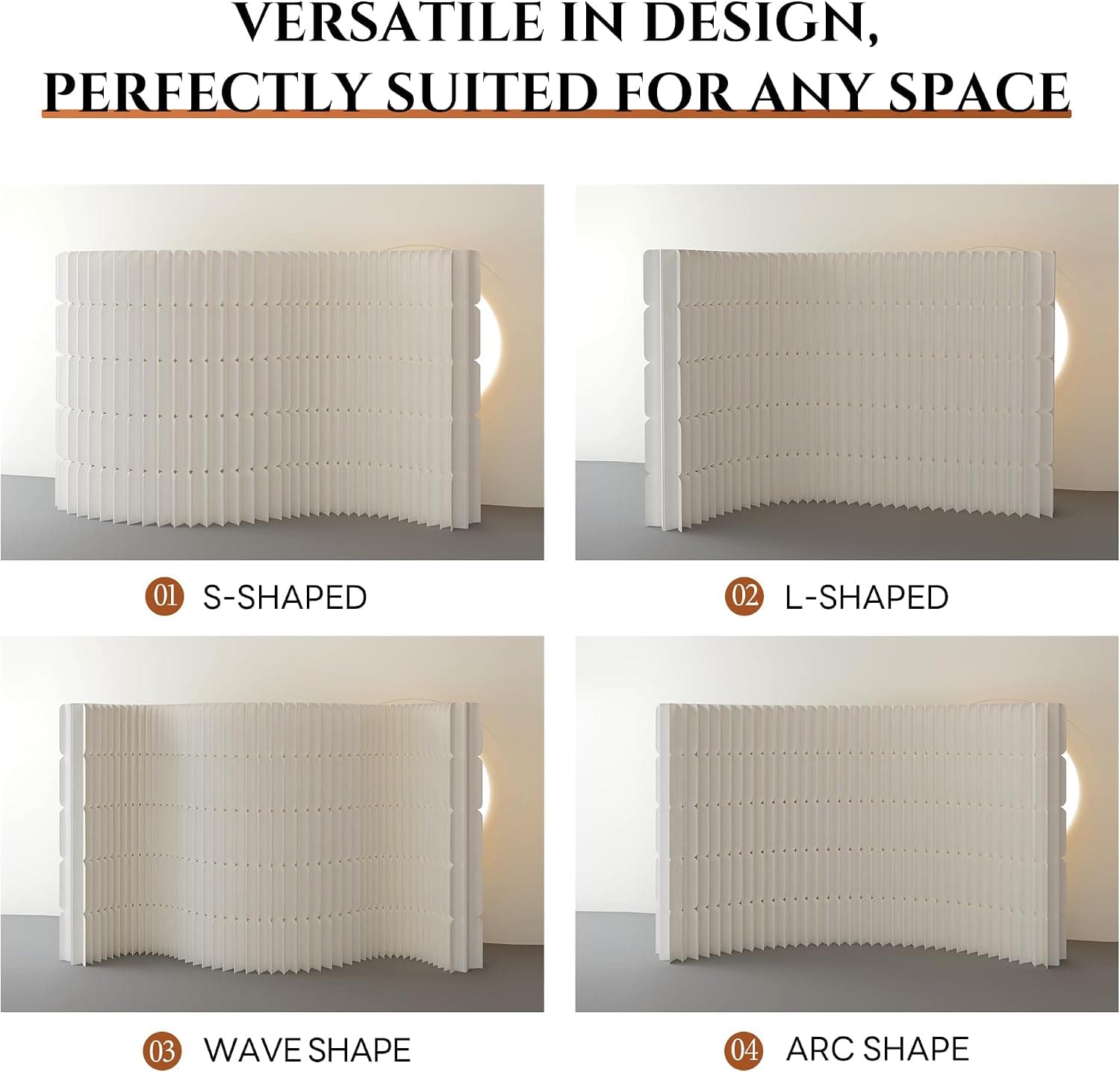 HELLOpoperRoom Divider Privacy Screen Foldable Freestanding Crafted from Kraft Paper Flexible for Versatile Use in Offices Living Rooms and Salons