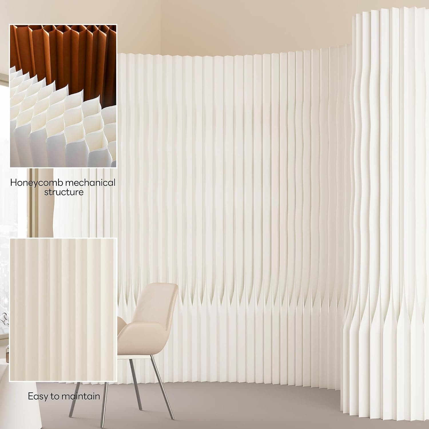 HELLOpoperRoom Divider Privacy Screen Foldable partition Wall Kraft Paper, Living Rooms,Transformable for Offices,and Beauty Salons