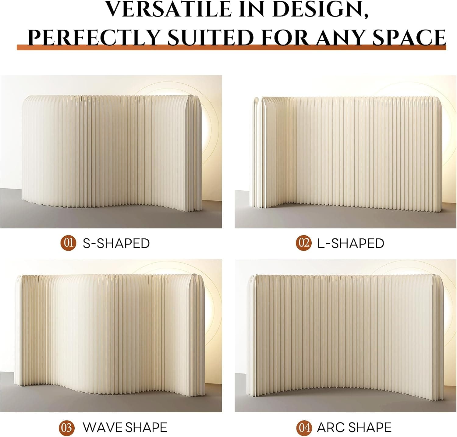 HELLOpoperFolding Room Partition Screen in Kraft Paper Material, Multi-Purpose for Offices, Living Rooms, and Beauty Salons Freestanding Partition Screen