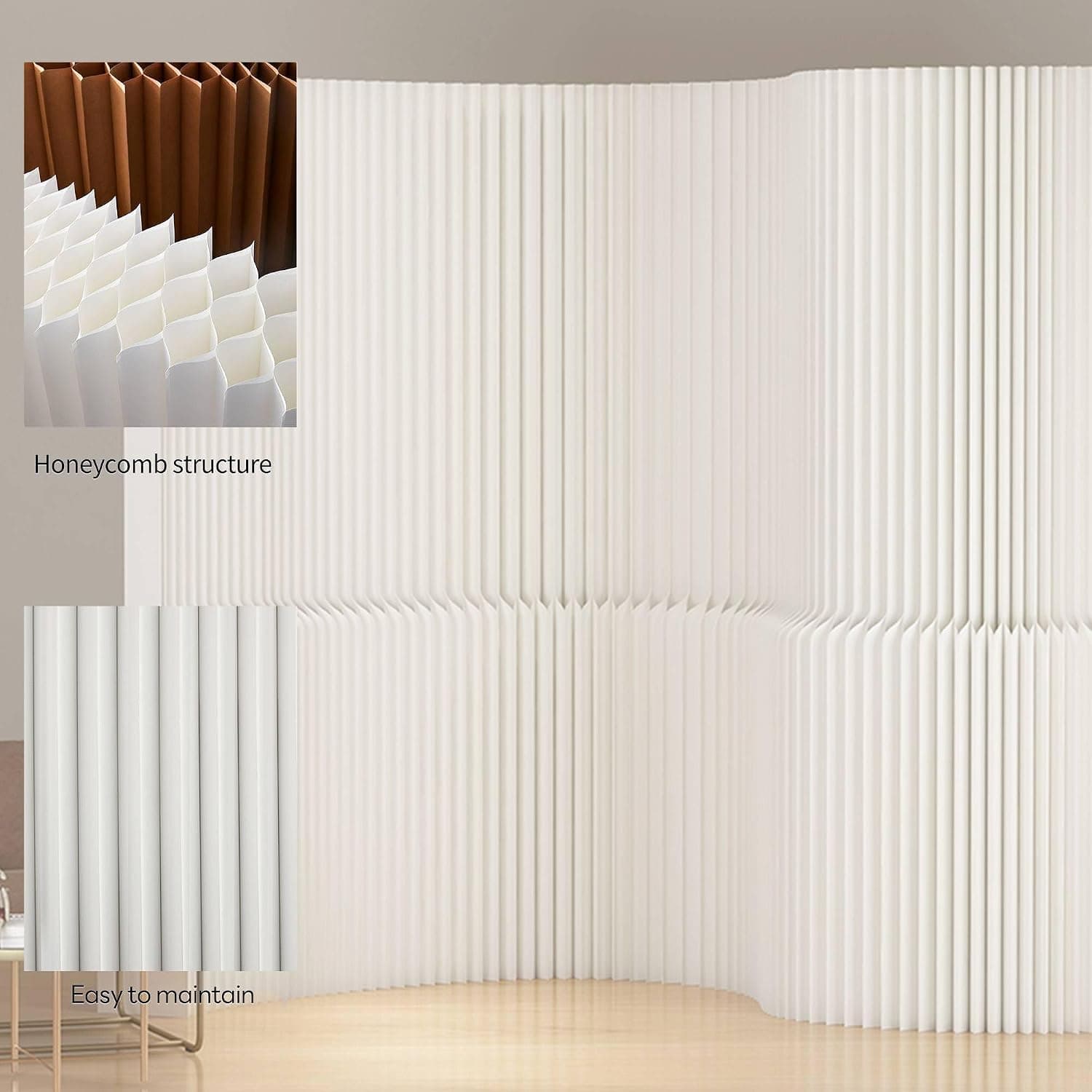 HELLOpoperRoom Divider Privacy Screen Foldable partition Wall Kraft Paper, Living Rooms,Transformable for Offices, and Beauty Salons