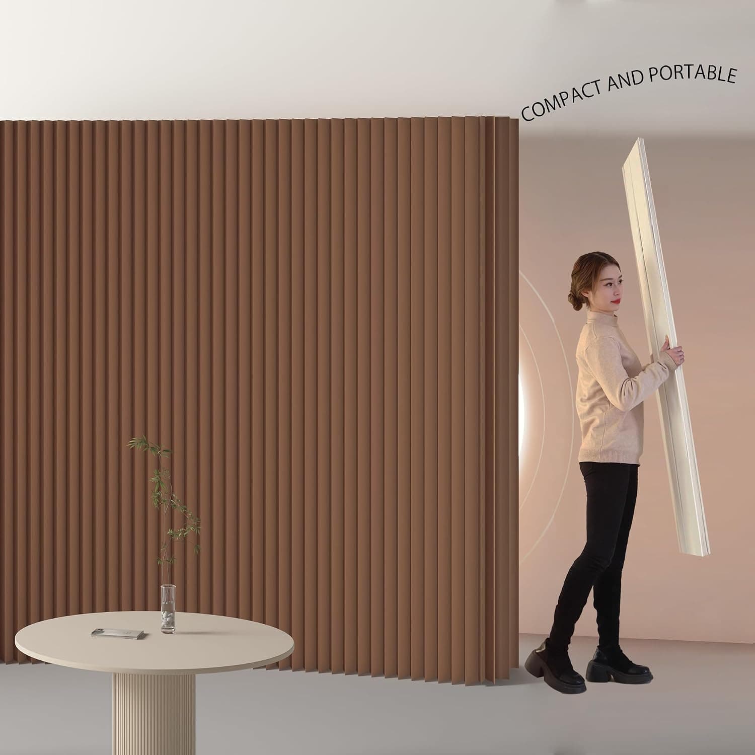 HELLOpoperRoom Divider Privacy Screen Foldable partition Wall Kraft Paper, Transformable for Offices, Living Rooms, and Beauty Salons
