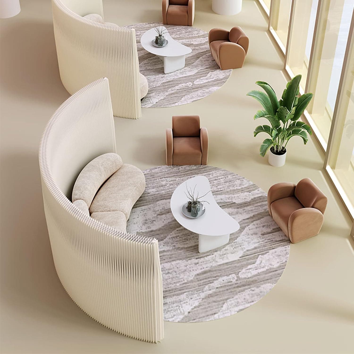 HELLOpoper Folding Room Partition Screen in Kraft Paper Material Multi-Purpose for Offices, Living Rooms and Beauty Salons, Freestanding Partition Screen 9