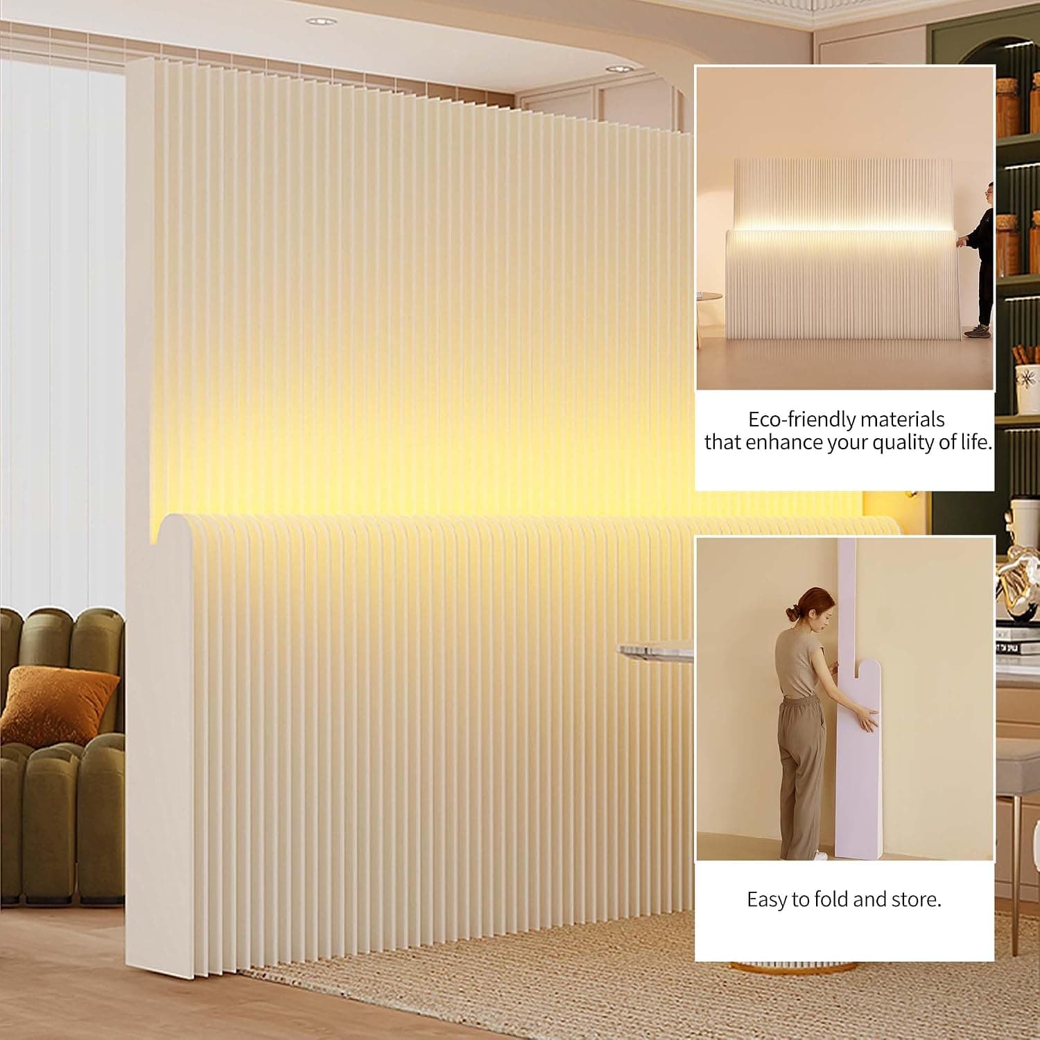 HELLOpoper Portable Kraft Paper Privacy Divider, Foldable Room Screen for Office, Salon & Home 6