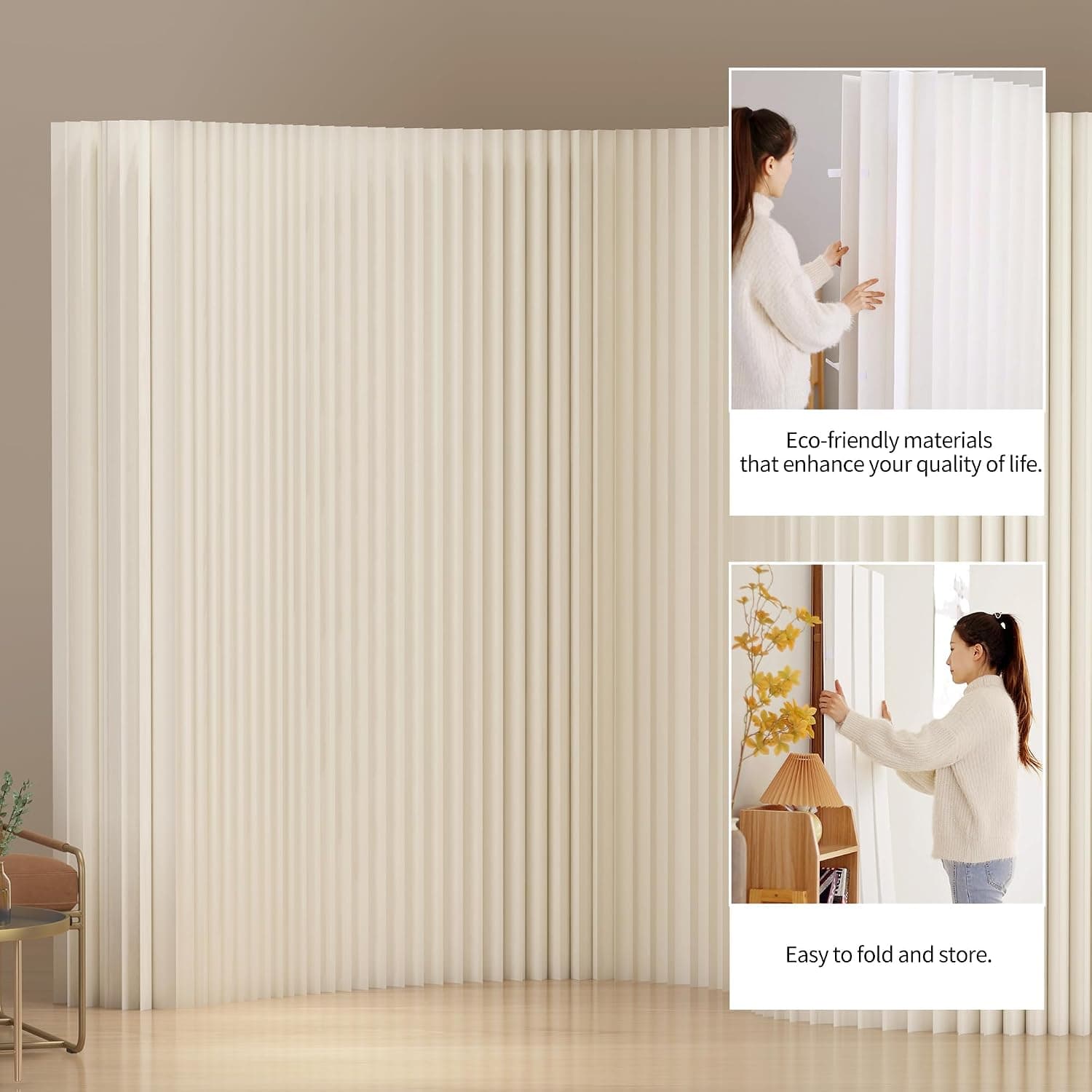 HELLOpoperRoom Divider Privacy Screen Foldable Crafted from Kraft Paper Flexible for Versatile Use in Offices Living Rooms, and Salons.
