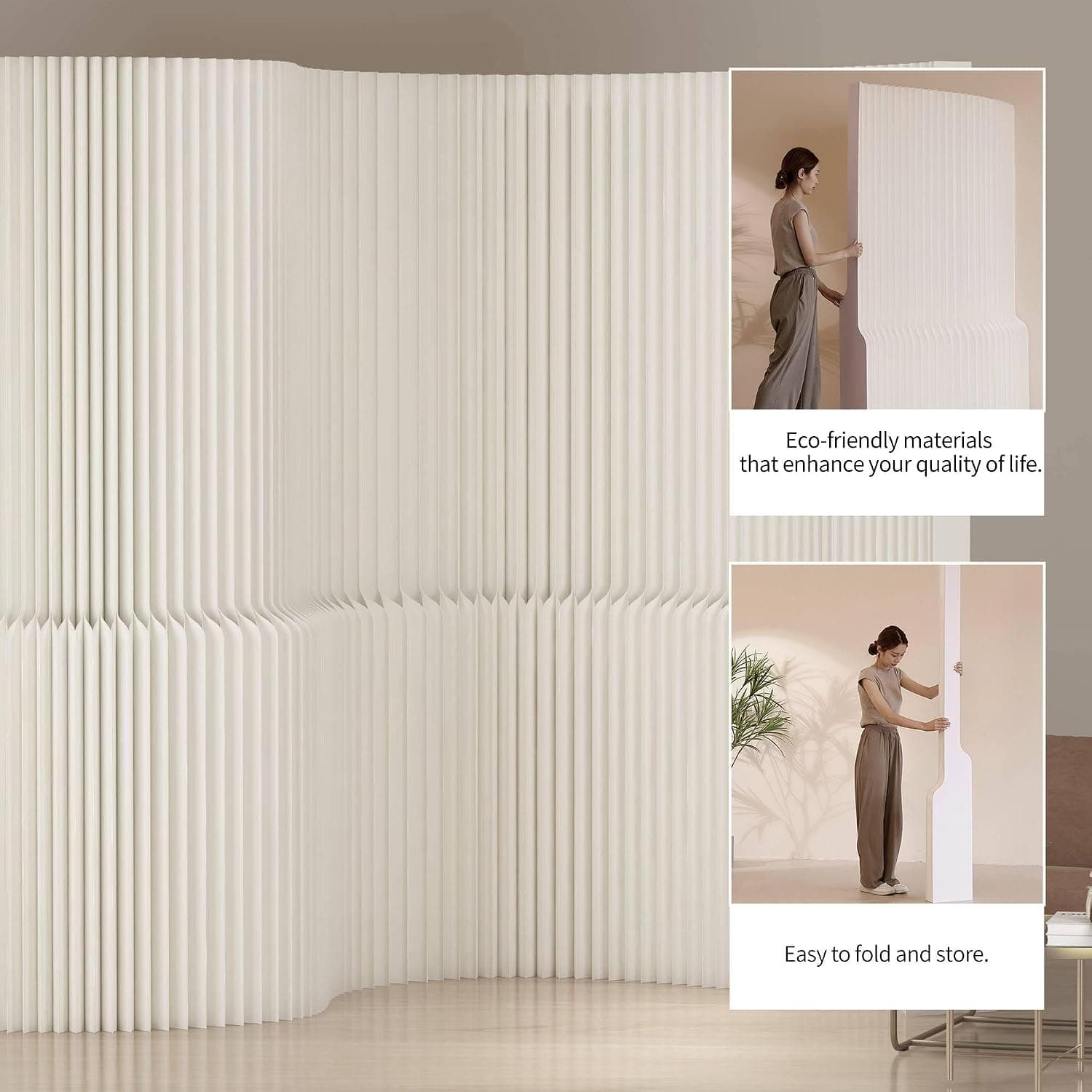 HELLOpoperRoom Divider Privacy Screen Foldable partition Wall Kraft Paper, Living Rooms,Transformable for Offices, and Beauty Salons