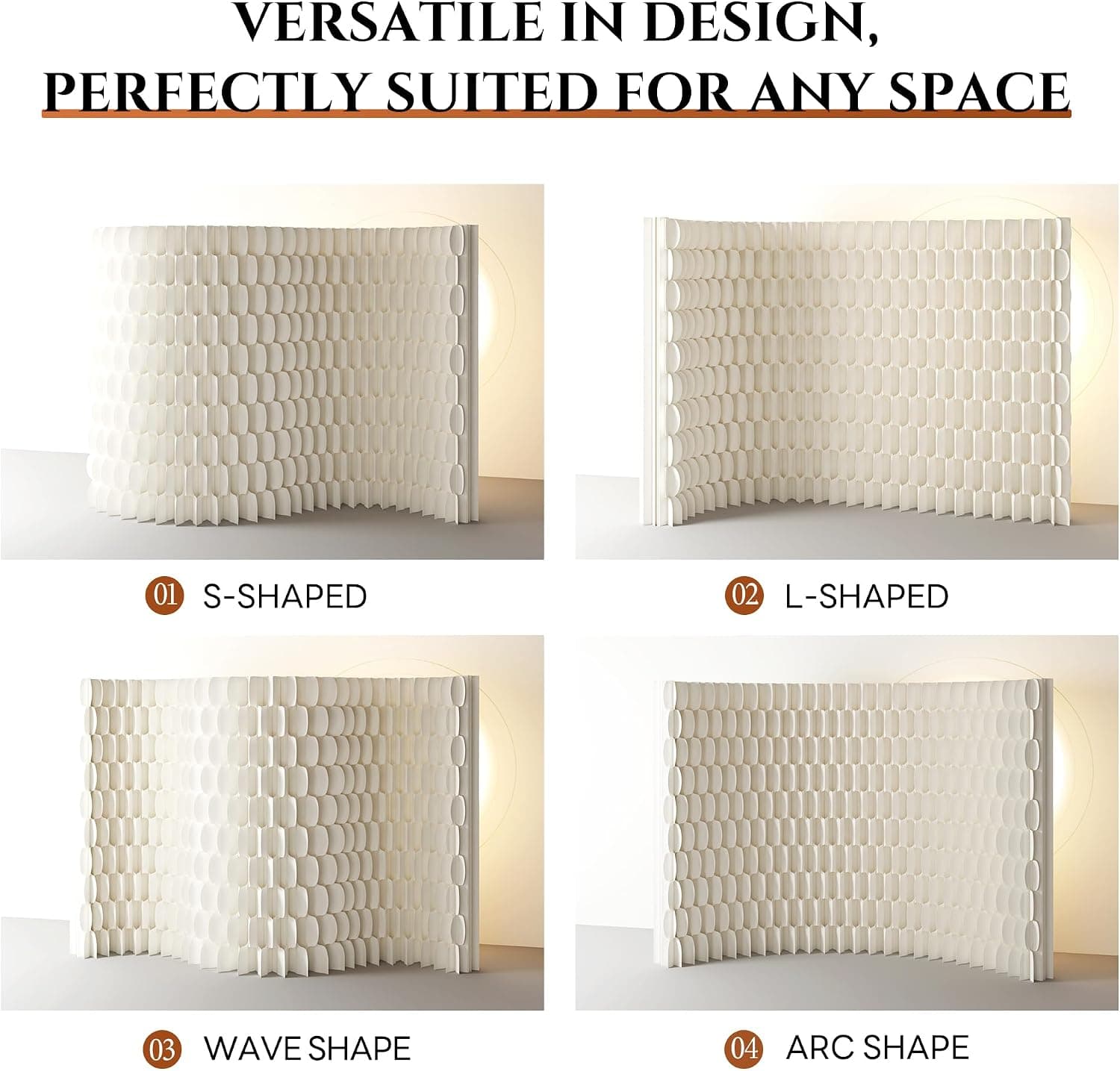 HELLOpoper Room Divider Privacy Screen Foldable partition Wall Kraft Paper,Living Rooms, Transformable for Offices and Beauty Salons