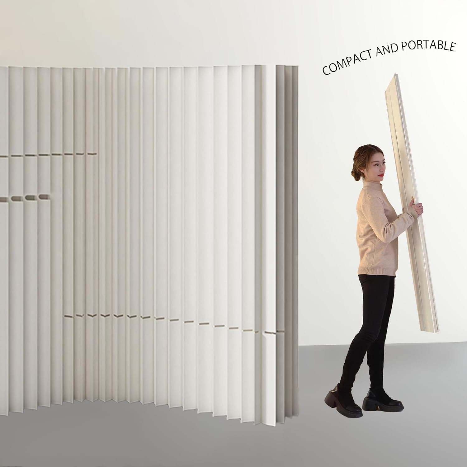 HELLOpoper Room Divider Privacy Screen Foldable Freestanding Crafted from Kraft Paper Flexible for Versatile Use in Offices Living Rooms, and Salons.