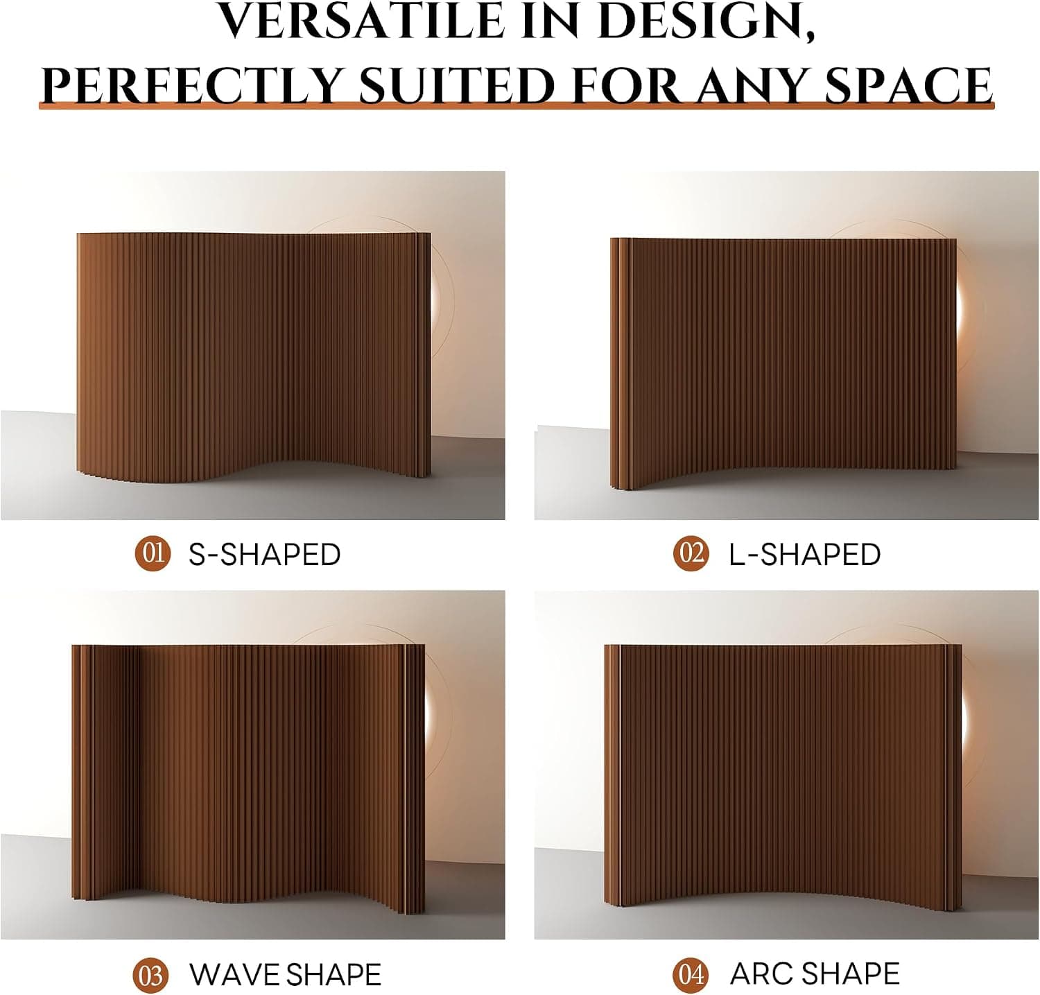 Room Divider Privacy Screen – Foldable Kraft Paper, Transformable for Offices, Beauty Salons, and Living Rooms