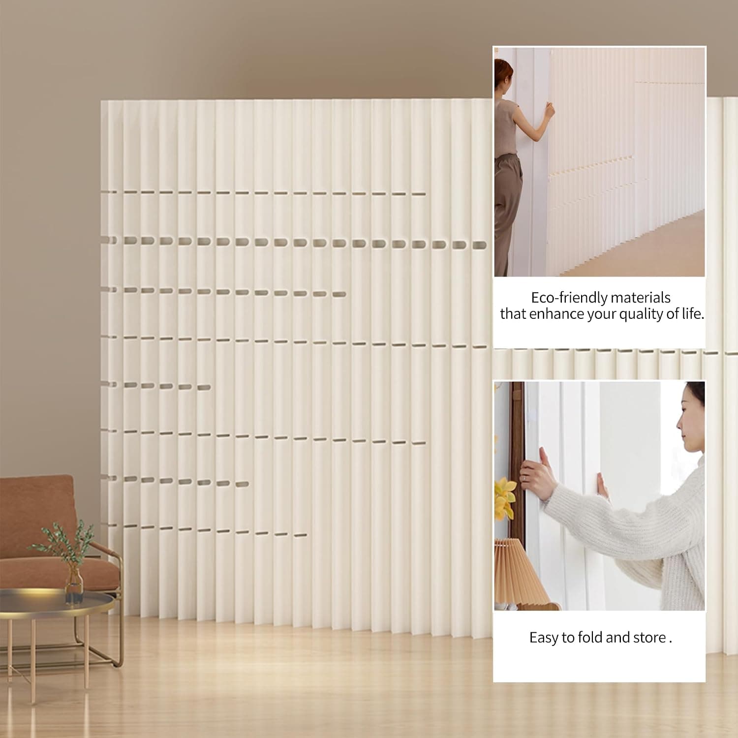 HELLOpoperRoom Divider Privacy Screen Foldable Freestanding Crafted from Kraft Paper Flexible for Versatile Use in Offices Living Rooms, and Salons.
