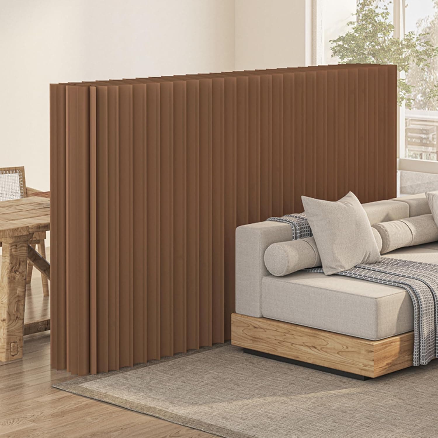 HELLOpoperRoom Divider Privacy Screen Foldable partition Wall Kraft Paper, Transformable for Offices, Living Rooms, and Beauty Salons