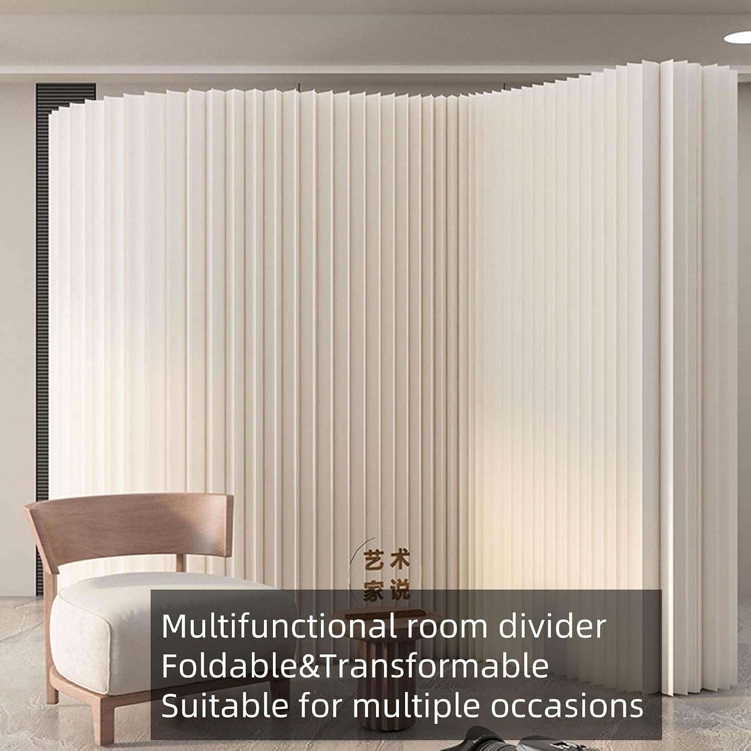 Folding Room Divider, Portable Privacy Screen Partition Wall,Lightweight Freestanding, Strong Stability, Varied Shapes and Length, Just Pull Use for Home/Office/Shop/Exhibition