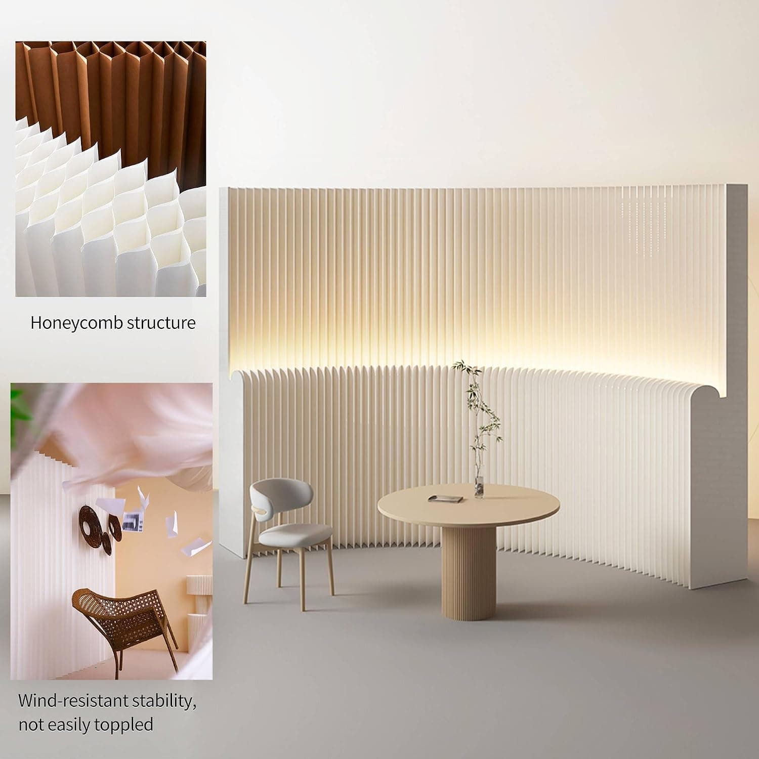 HELLOpoper Portable Kraft Paper Privacy Divider, Foldable Room Screen for Office, Salon & Home 5