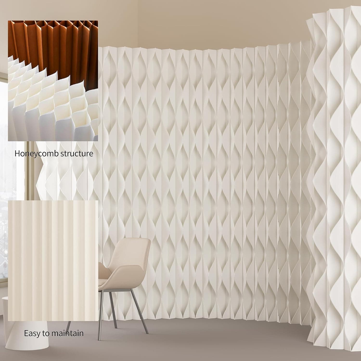 HELLOpoper Room Divider Privacy Screen Foldable partition Wall Kraft Paper, Transformable for Offices, Beauty Salons, and Living Rooms