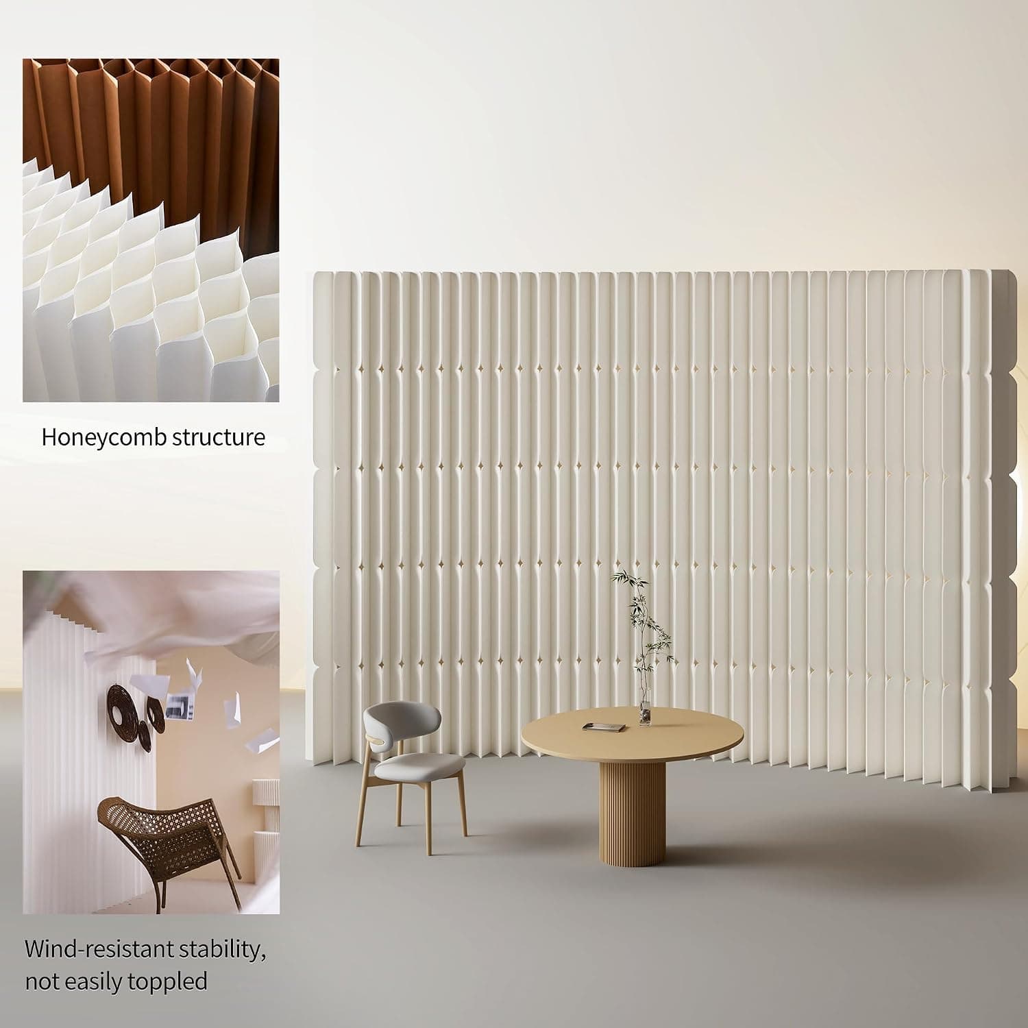 HELLOpoperRoom Divider Privacy Screen Foldable Freestanding Crafted from Kraft Paper Flexible for Versatile Use in Offices Living Rooms and Salons
