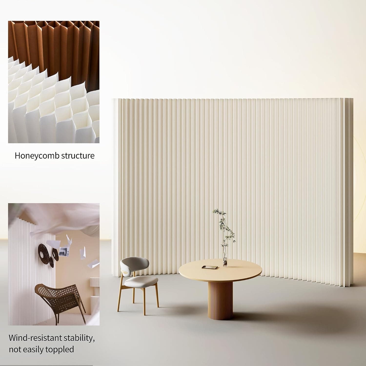 HELLOpoperRoom Divider Privacy Screen Foldable Crafted from Kraft Paper Flexible for Versatile Use in Offices Living Rooms, and Salons.