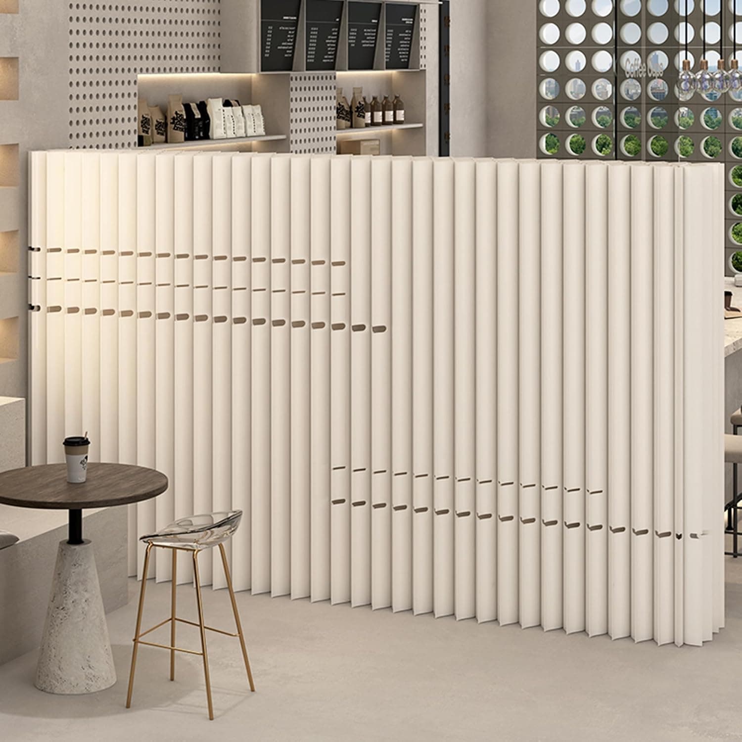 HELLOpoper Room Divider Privacy Screen Foldable Freestanding Crafted from Kraft Paper Flexible for Versatile Use in Offices Living Rooms, and Salons. 9