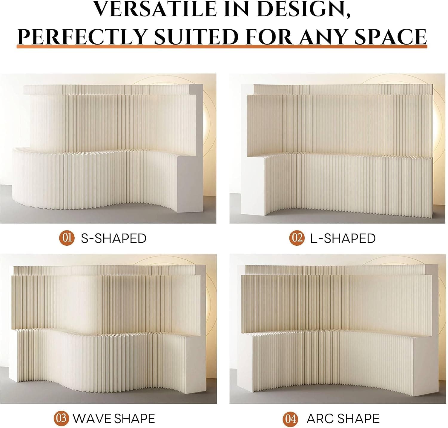 HELLOpoperFolding Room Partition Screen in Kraft Paper Material, Multi-Purpose for Offices, Living Rooms, and Beauty Salons,Partition Screen