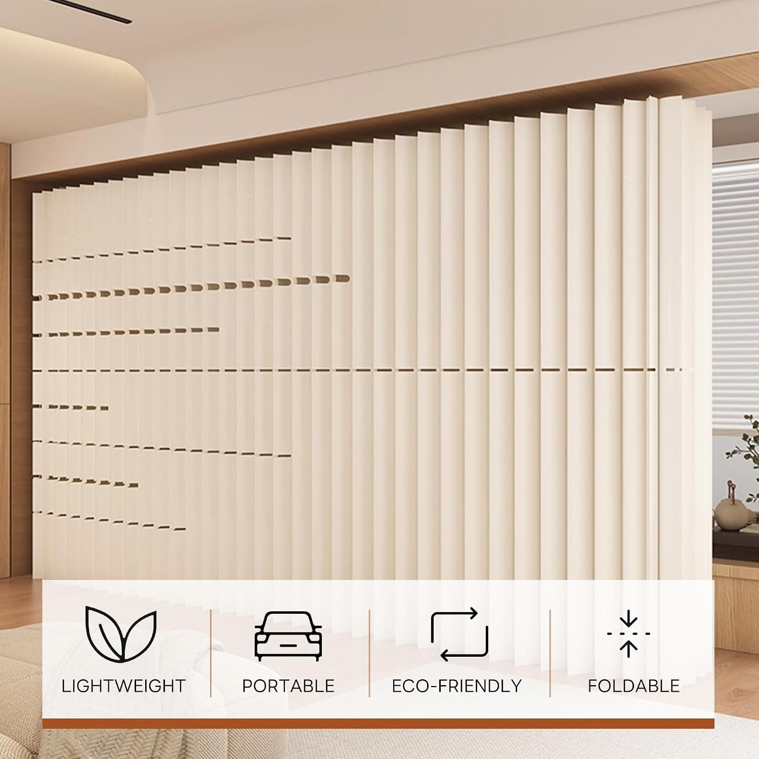 HELLOpoperRoom Divider Privacy Screen Foldable Freestanding Crafted from Kraft Paper Flexible for Versatile Use in Offices Living Rooms, and Salons.