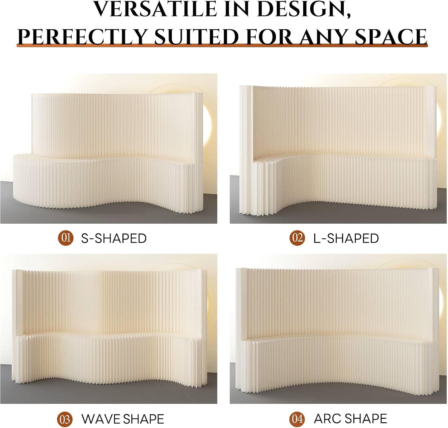 Paper Room Divider with Shelves, Folding Privacy Screen for Room Separation, Portable Temporary Partition Wall for Home, Office, Retail &amp; Commercial Use
