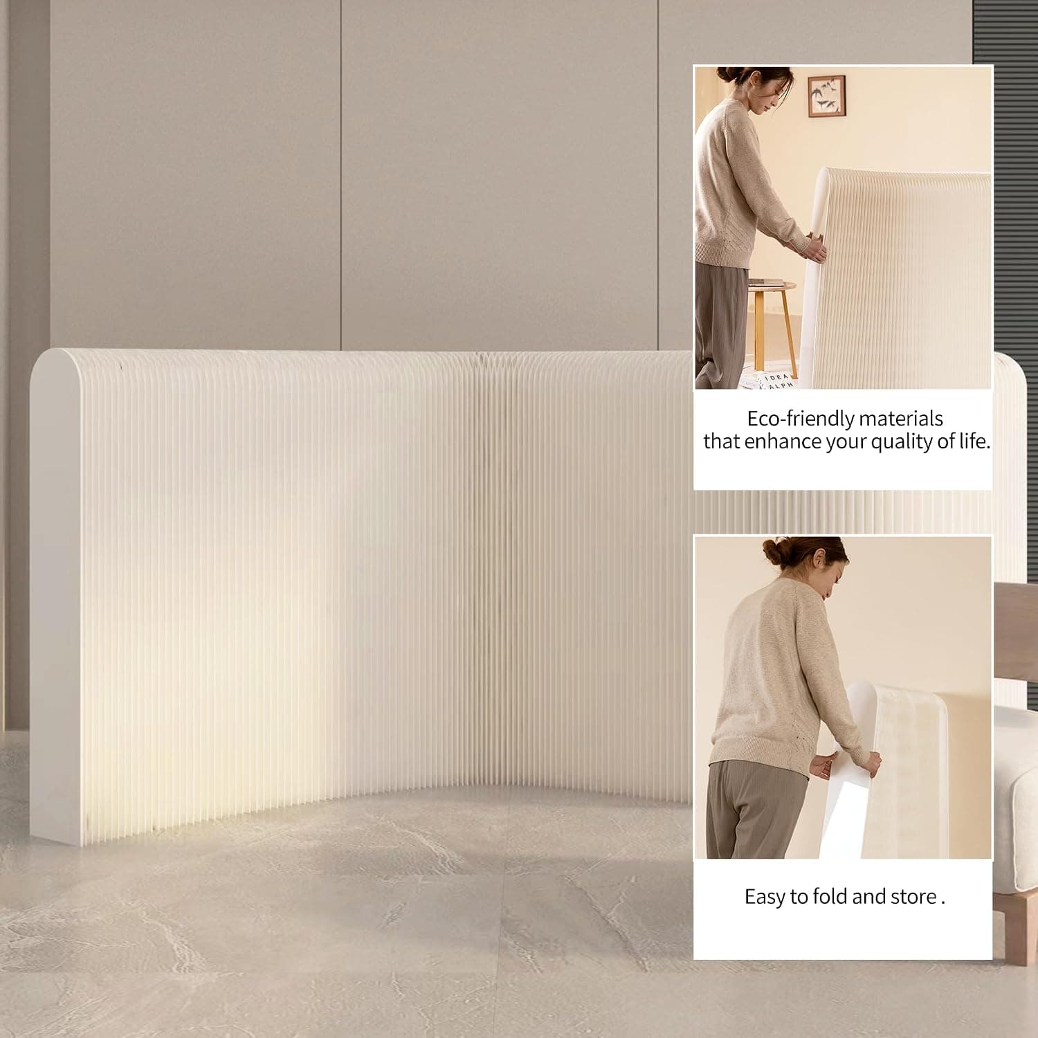 HELLOpoper Room Divider Privacy Screen Foldable partition Wall Kraft Paper, Transformable for Offices, Living Rooms, and Beauty Salons