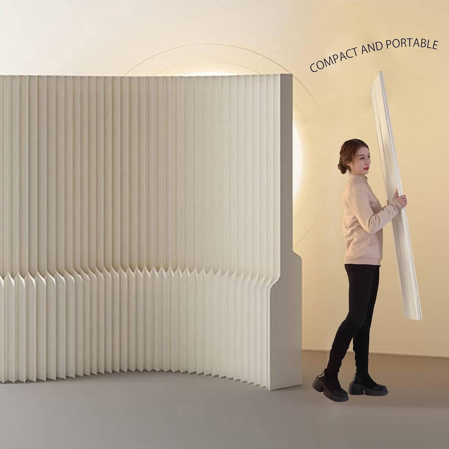 HELLOpoperRoom Divider Privacy Screen Foldable partition Wall Kraft Paper, Living Rooms,Transformable for Offices, and Beauty Salons