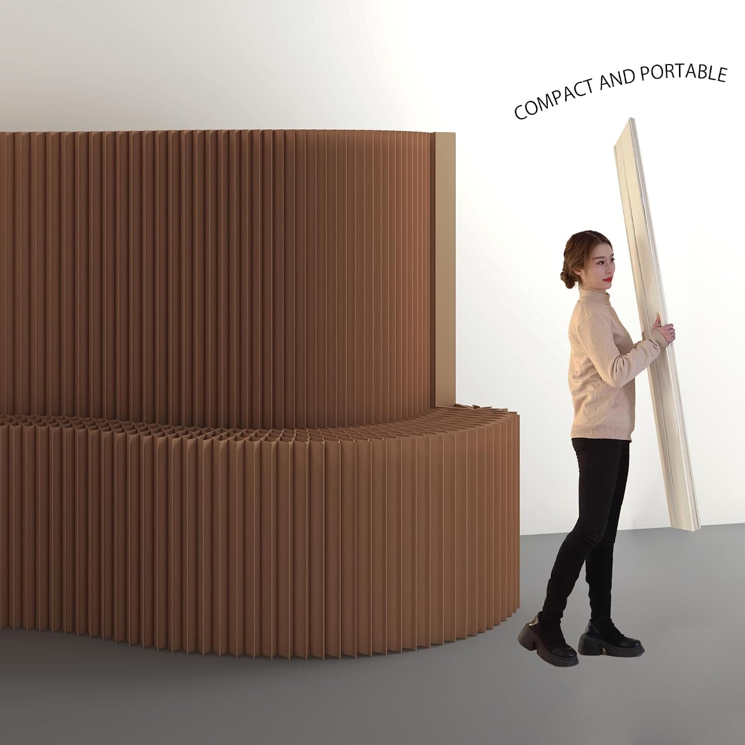 HELLOpoper Foldable Paper Art Display Stand with Shelves, Eco-Friendly, for Exhibition, Sample, Cosmetics, Bags, Shoes Commercial Use