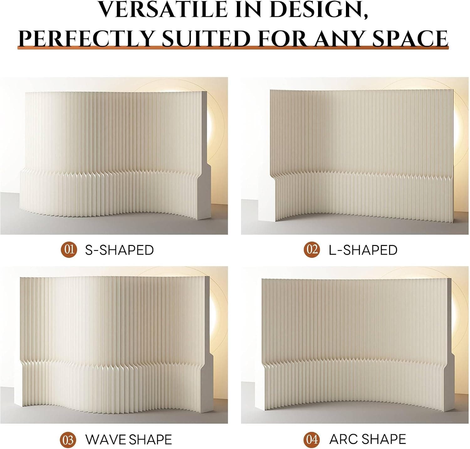 HELLOpoperRoom Divider Privacy Screen Foldable partition Wall Kraft Paper, Living Rooms,Transformable for Offices, and Beauty Salons