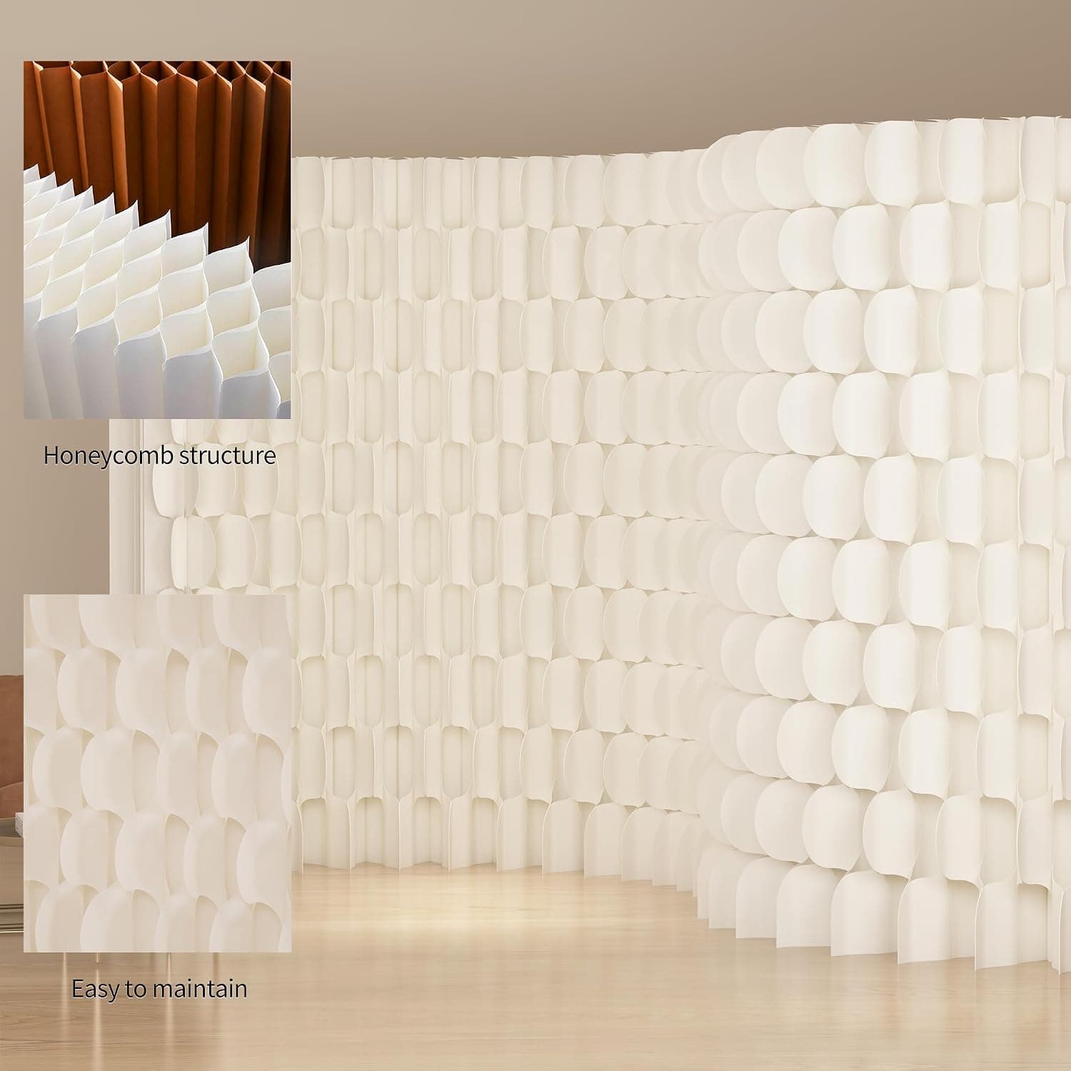 HELLOpoper Room Divider Privacy Screen Foldable partition Wall Kraft Paper,Living Rooms, Transformable for Offices and Beauty Salons
