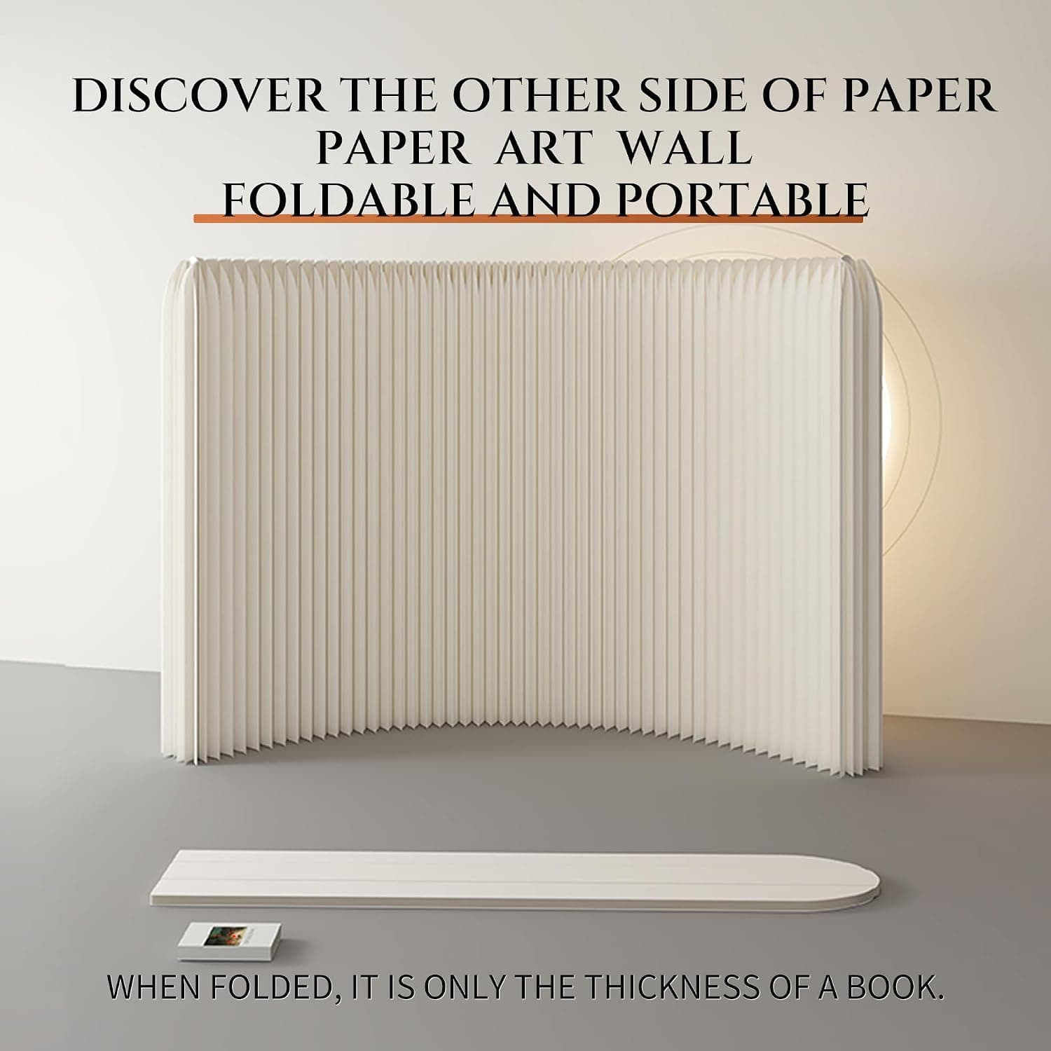 HELLOpoperFolding Room Partition Screen in Kraft Paper Material, Multi-Purpose for Offices, Living Rooms, and Beauty Salons Freestanding Partition Screen