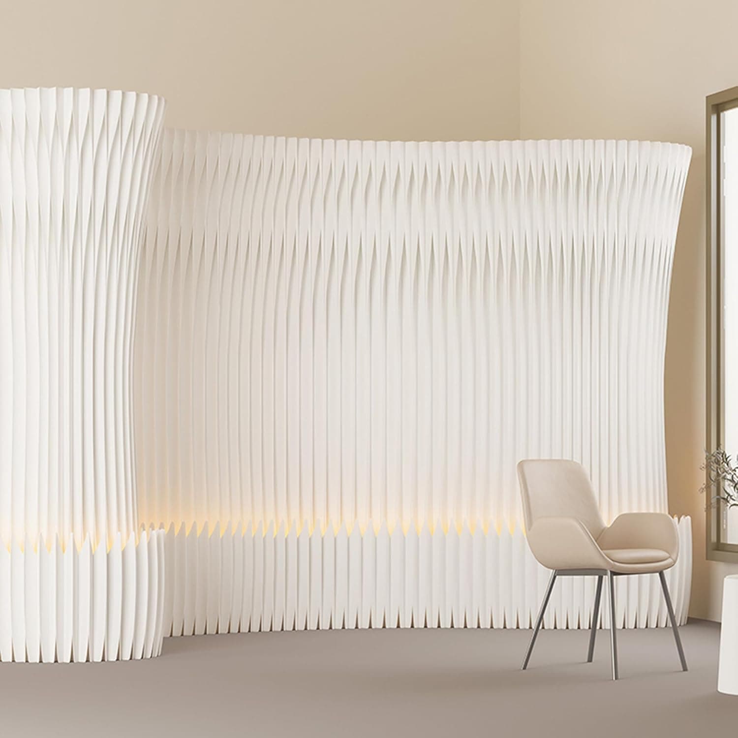 HELLOpoper Standalone partition Screen, a Multifunctional Folding Room Divider Made of Kraft Paper, Suitable for Various Settings Such as Living Rooms, Offices, and Beauty Salons.