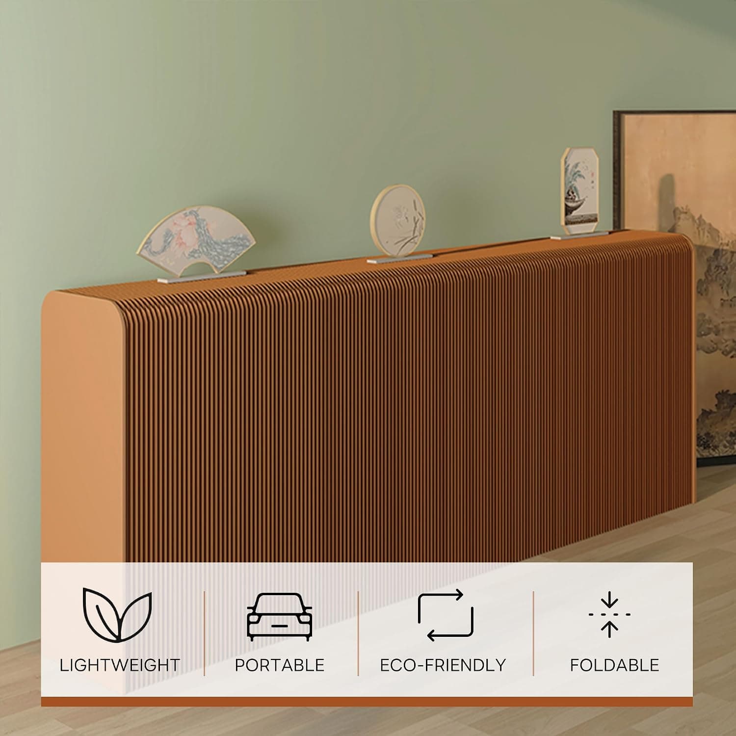 HELLOpoper Folding Room Partition Screen in Kraft Paper Material, Multi-Purpose for Offices, Living Rooms, and Beauty Salons, Partition Screen