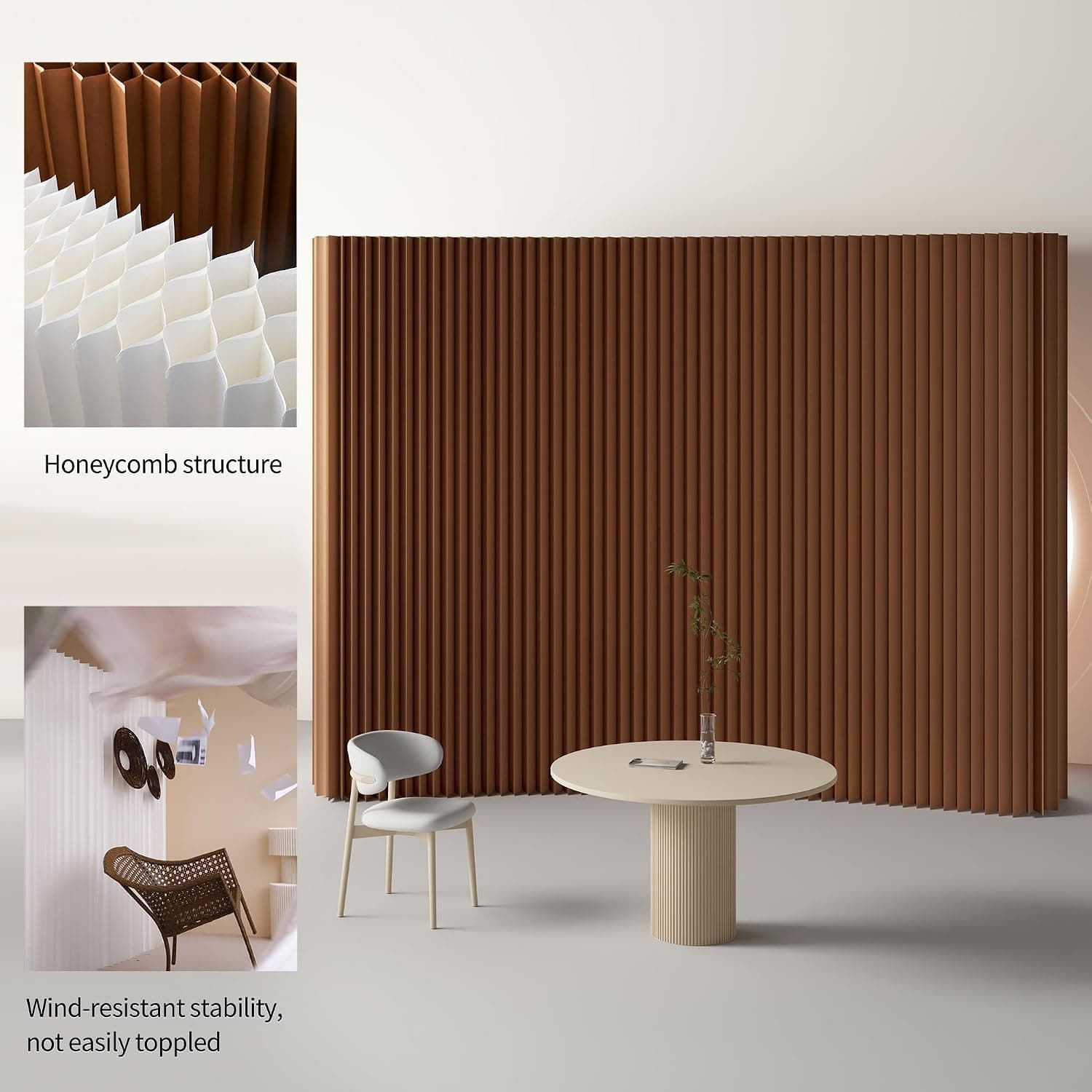 HELLOpoperRoom Divider Privacy Screen Foldable partition Wall Kraft Paper, Transformable for Offices, Living Rooms, and Beauty Salons