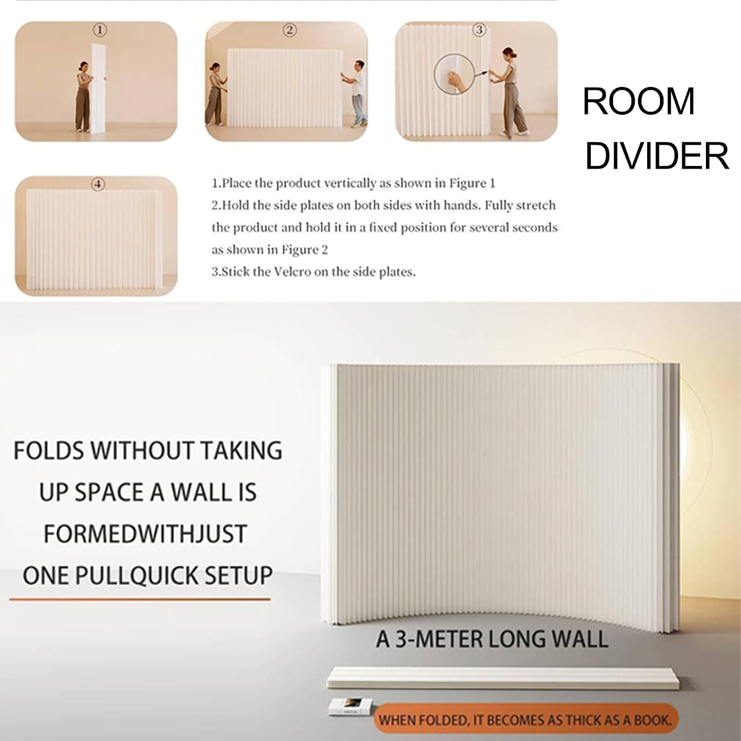 HELLOpoper Room Divider Privacy Screen Foldable Crafted from Kraft Paper Flexible for Versatile Use in Offices Living Rooms, and Salons.