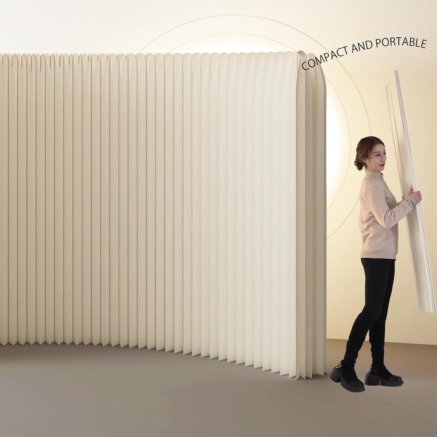 HELLOpoperFolding Room Partition Screen in Kraft Paper Material, Multi-Purpose for Offices, Living Rooms, and Beauty Salons Freestanding Partition Screen