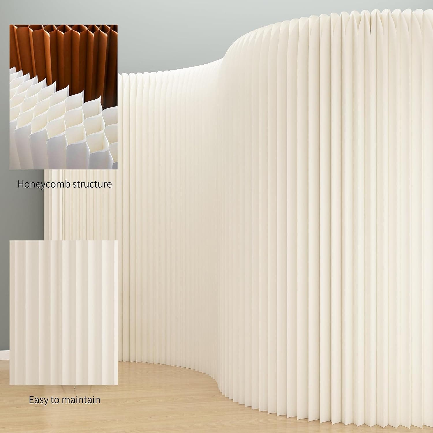 HELLOpoper Folding Room Partition Screen in Kraft Paper Material, Multi-Purpose for Offices, Living Rooms, and Beauty Salons Freestanding Partition Screen