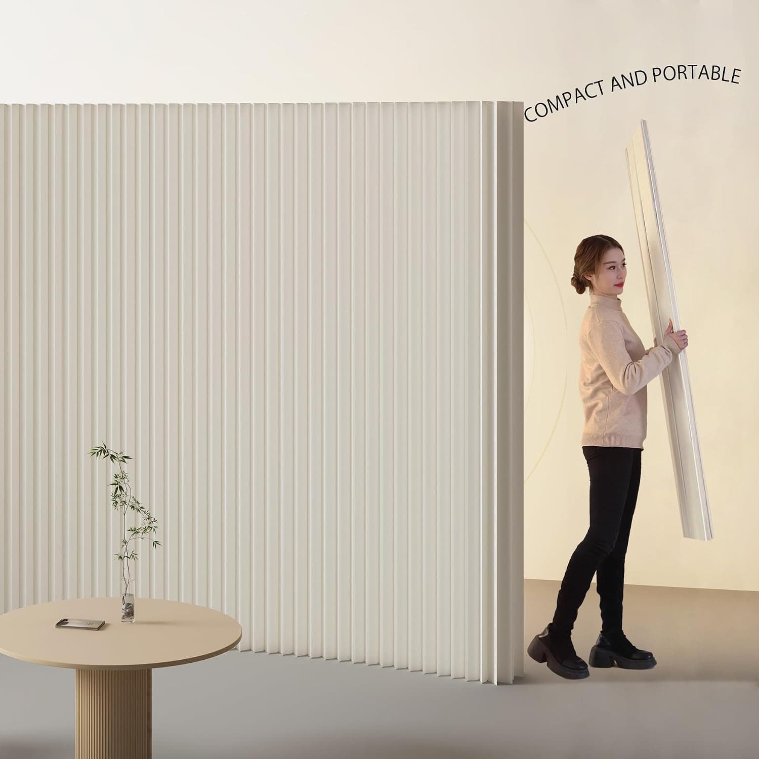HELLOpoperRoom Divider Privacy Screen Foldable Crafted from Kraft Paper Flexible for Versatile Use in Offices Living Rooms, and Salons.