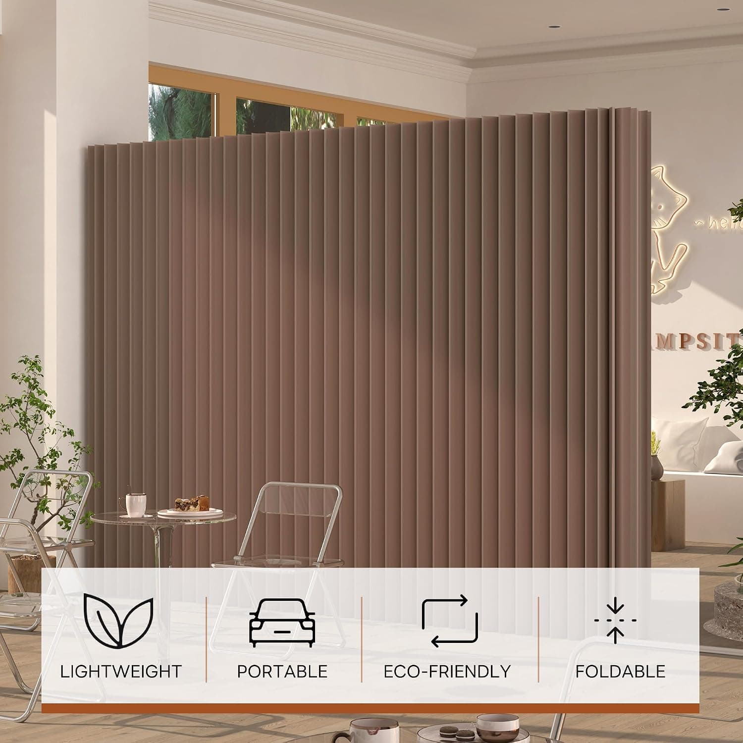 Room Divider Privacy Screen – Foldable Kraft Paper, Transformable for Offices, Beauty Salons, and Living Rooms