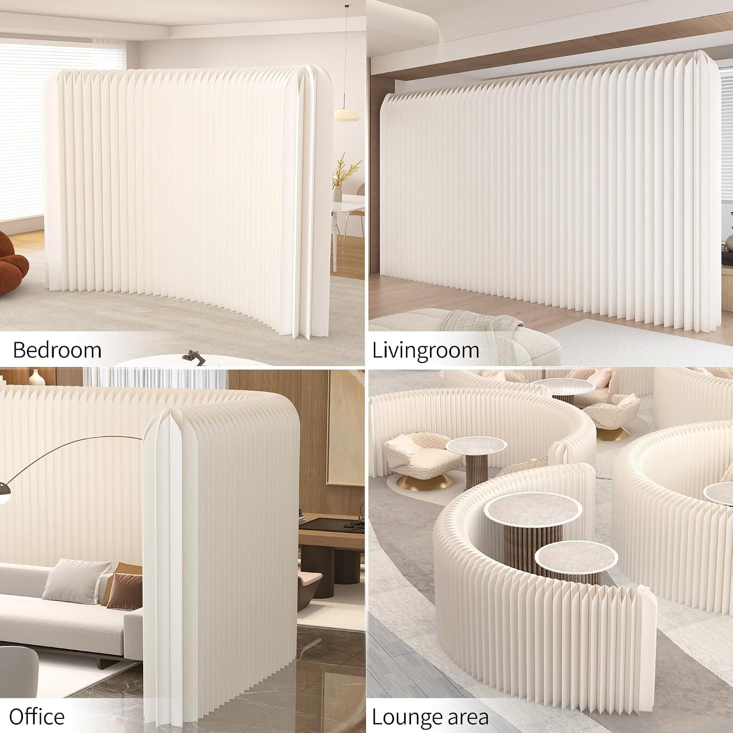 HELLOpoperFolding Room Partition Screen in Kraft Paper Material, Multi-Purpose for Offices, Living Rooms, and Beauty Salons Freestanding Partition Screen