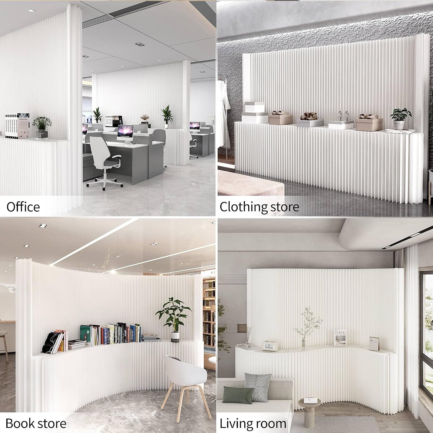 Paper Room Divider with Shelves, Folding Privacy Screen for Room Separation, Portable Temporary Partition Wall for Home, Office, Retail &amp; Commercial Use