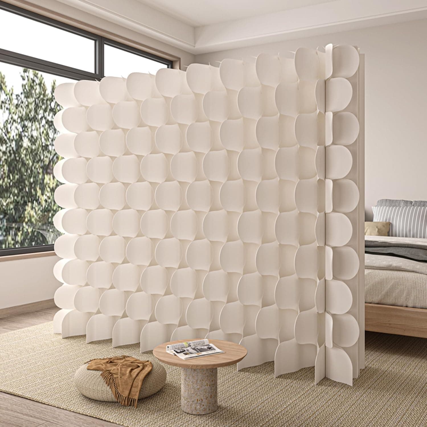 HELLOpoper Room Divider Privacy Screen Foldable partition Wall Kraft Paper,Living Rooms, Transformable for Offices and Beauty Salons