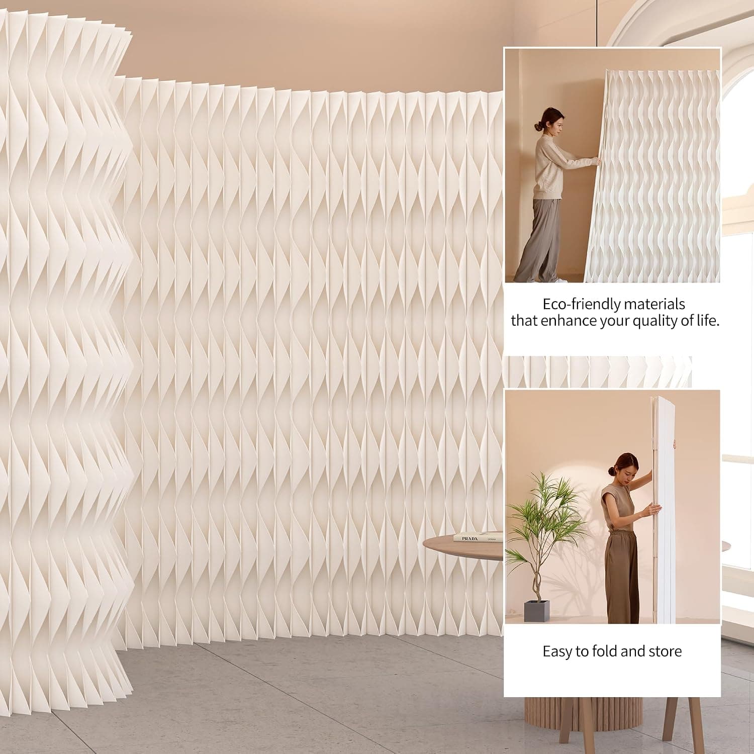 HELLOpoperRoom Divider Privacy Screen Foldable partition Wall Kraft Paper, Transformable for Offices, Beauty Salons, and Living Rooms