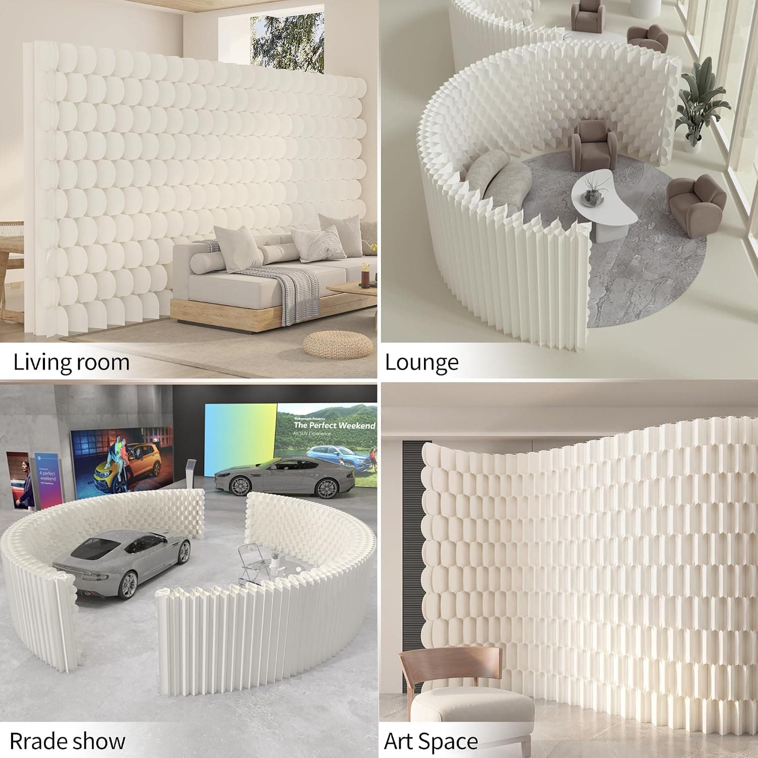 HELLOpoper Room Divider Privacy Screen Foldable partition Wall Kraft Paper,Living Rooms, Transformable for Offices and Beauty Salons