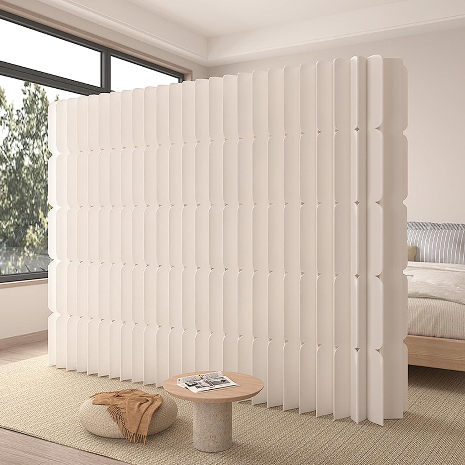 HELLOpoper Room Divider Privacy Screen Foldable Freestanding Crafted from Kraft Paper Flexible for Versatile Use in Offices Living Rooms and Salons 9