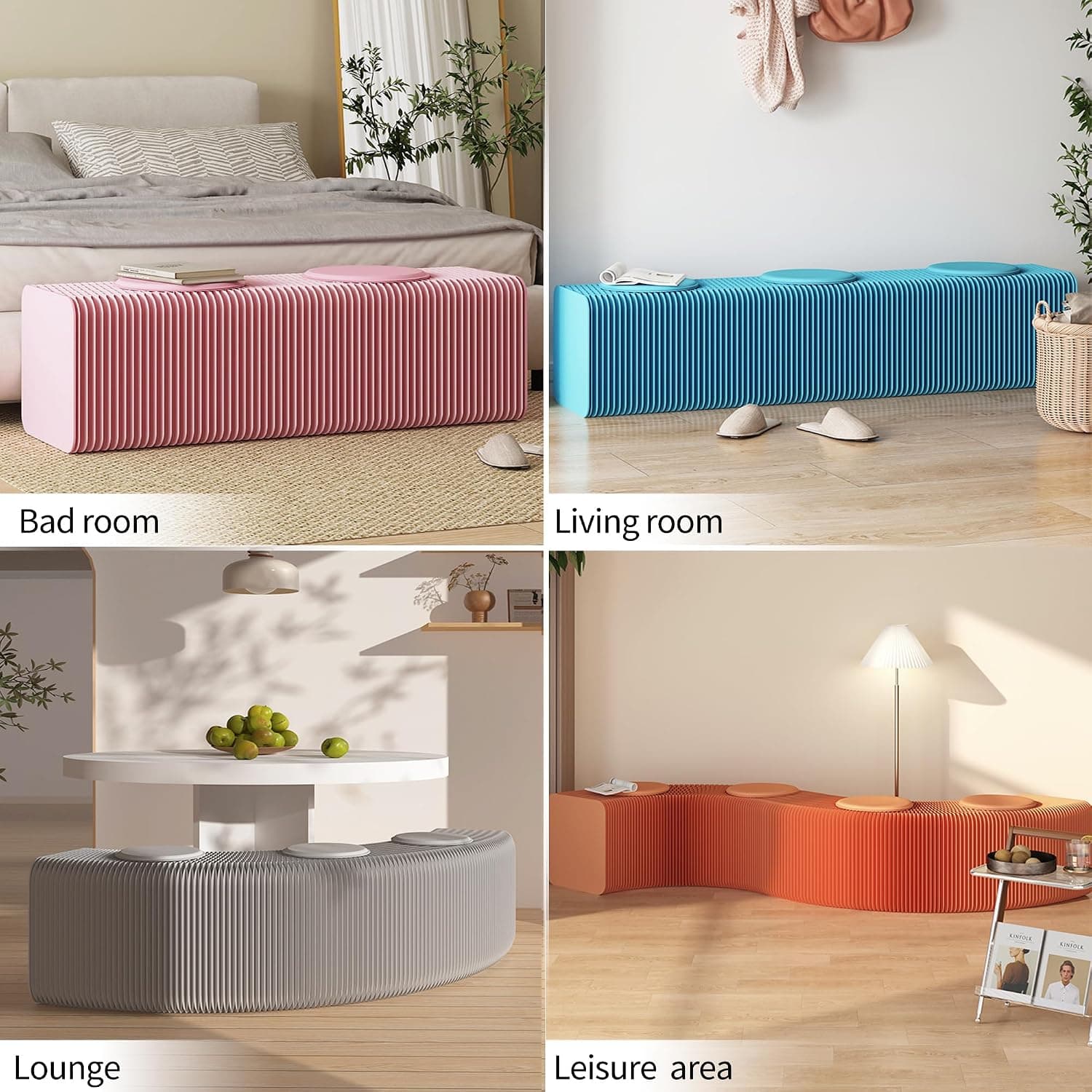 HELLOpoper Multifunctional,Creative,Stylish Folding Bench That Allows for Adjustable Length Customizable Shapes,Suitable for Various Settings Such as Living Rooms, bedrooms,cafés