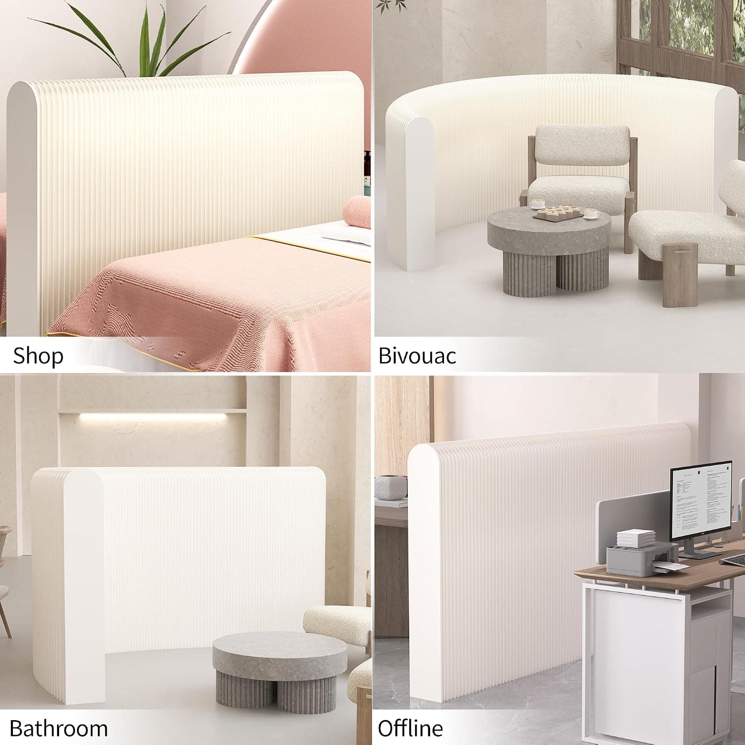 HELLOpoper Room Divider Privacy Screen Foldable partition Wall Kraft Paper, Transformable for Offices, Living Rooms, and Beauty Salons