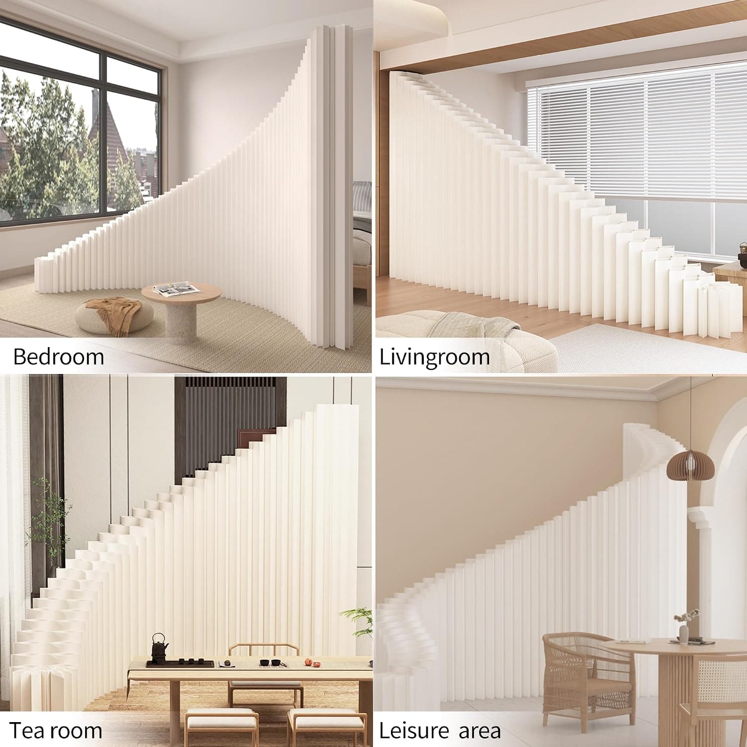 HELLOpoper Room Divider Privacy Screen Foldable partition Wall Kraft Paper, Transformable for Offices, Living Rooms and Beauty Salons